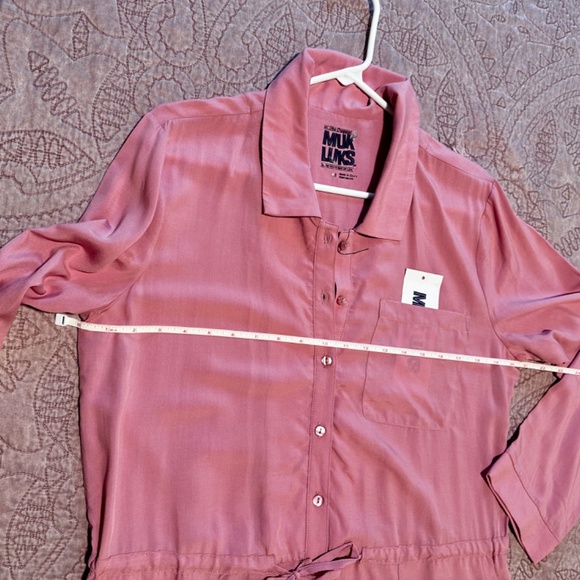 MUK LUKS Dream Weave Long-Sleeve Jumpsuit - Pink - Medium - Picture 7 of 14